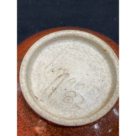 Vintage Pottery Signed Bowl Brown Drip Glaze - Picture 6 of 9